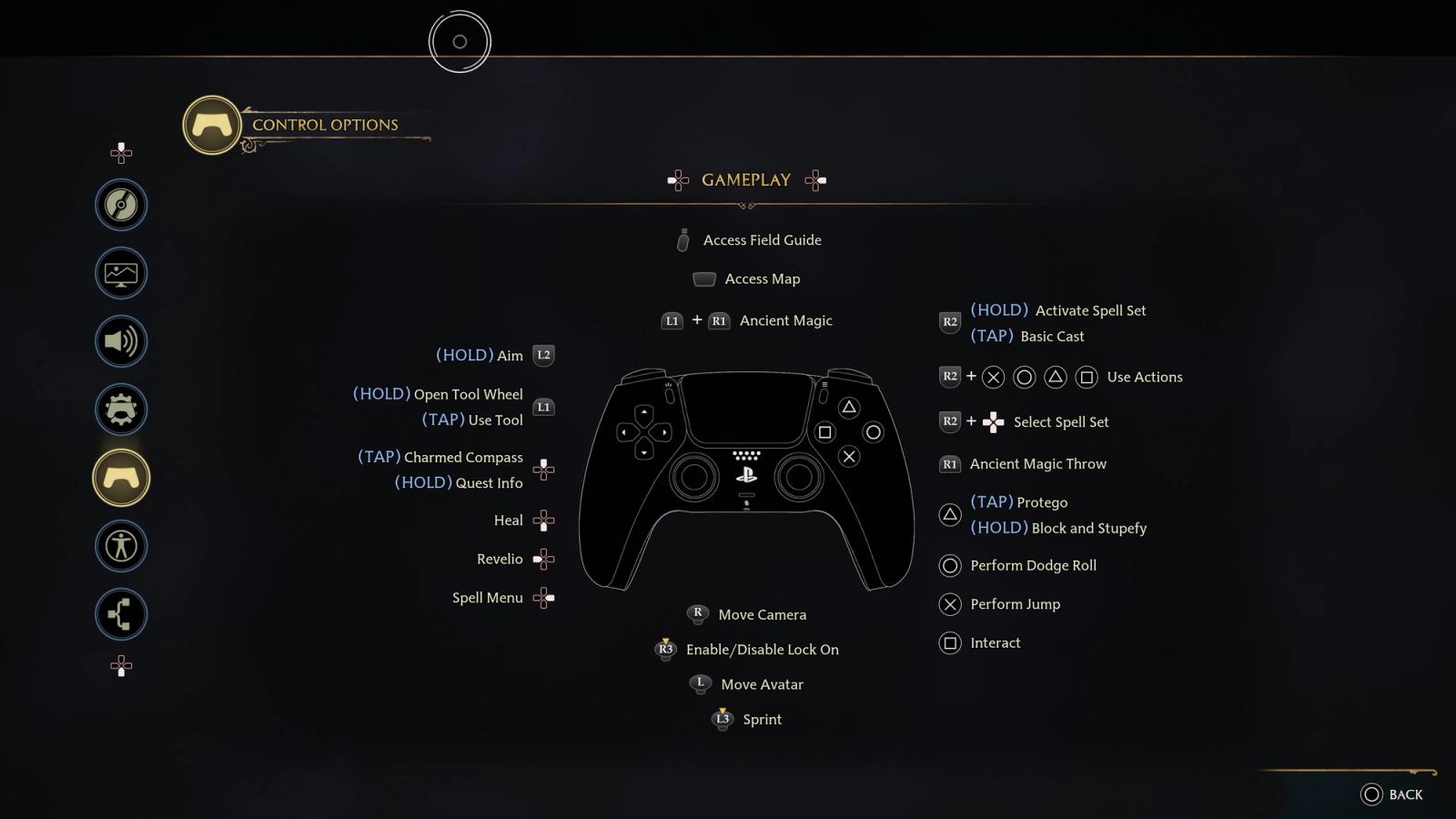A controls guide in Hogwarts Legacy.