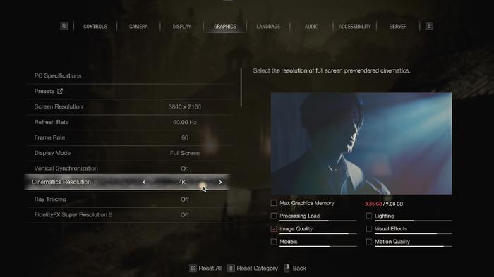 Image of game graphic settings being changed.