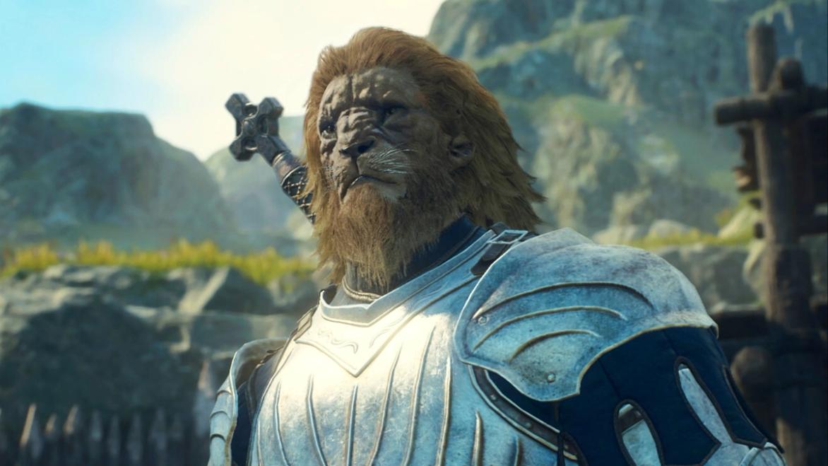 Bipedal lion wearing knight armour in Dragon's Dogma 2