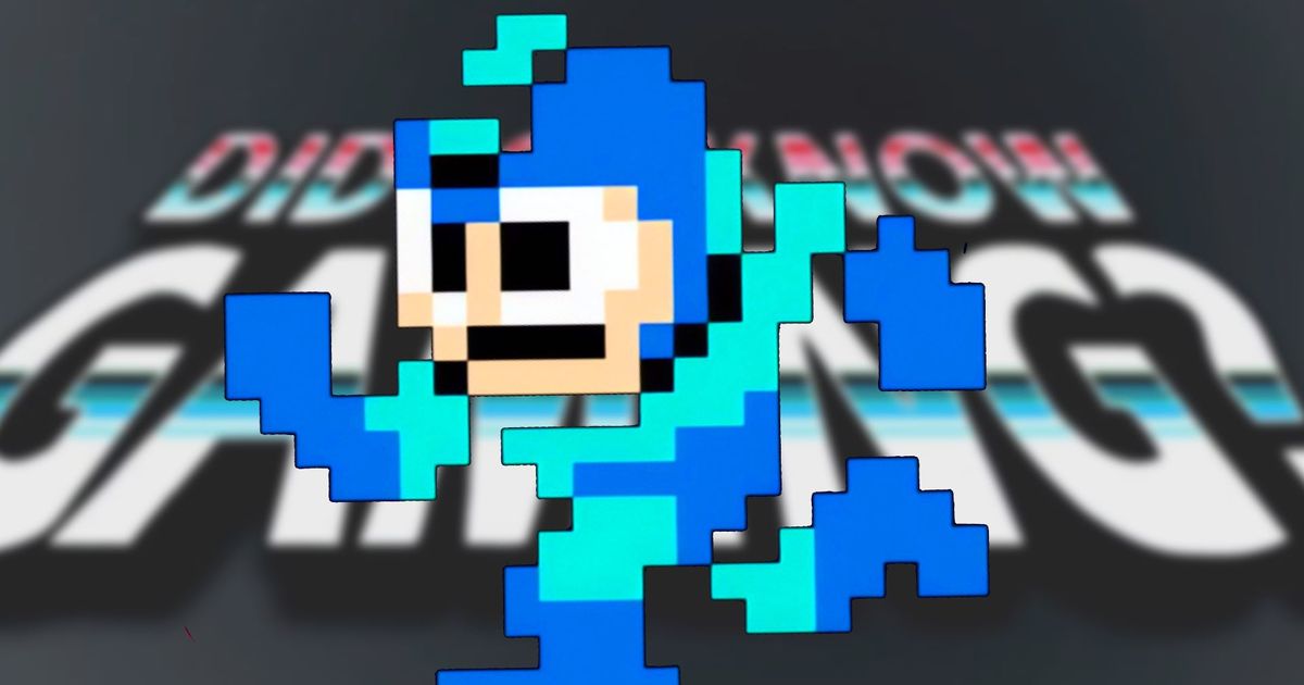 The Did You Know Gaming Mega Man sprite on top on the brand’s logo