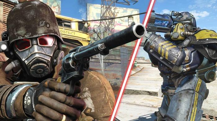 An image of some characters from Fallout 4 in combat.