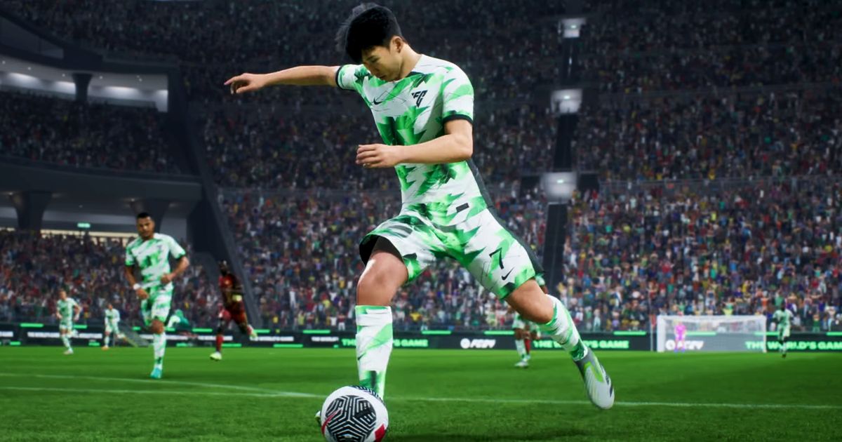 EA Sports FC 24 player in green with football