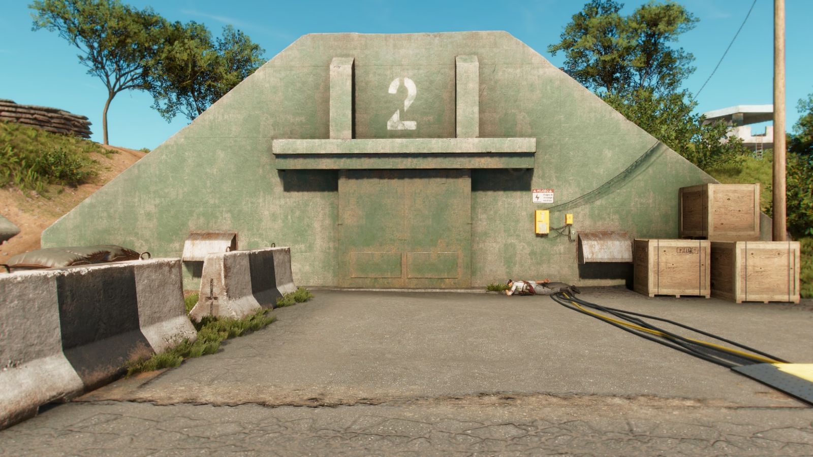The bunker during Far Cry 6's 'Cache Money' Treasure Hunt that contains two easter eggs.
