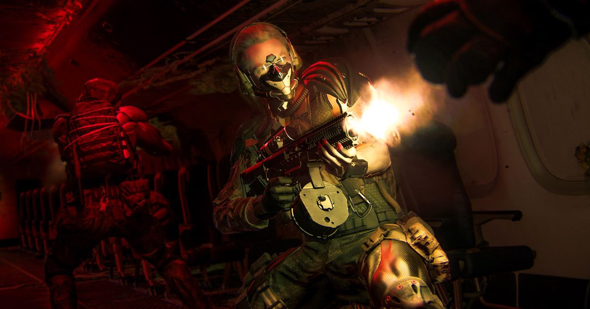 Modern Warfare 3 player firing gun at player inside aeroplane
