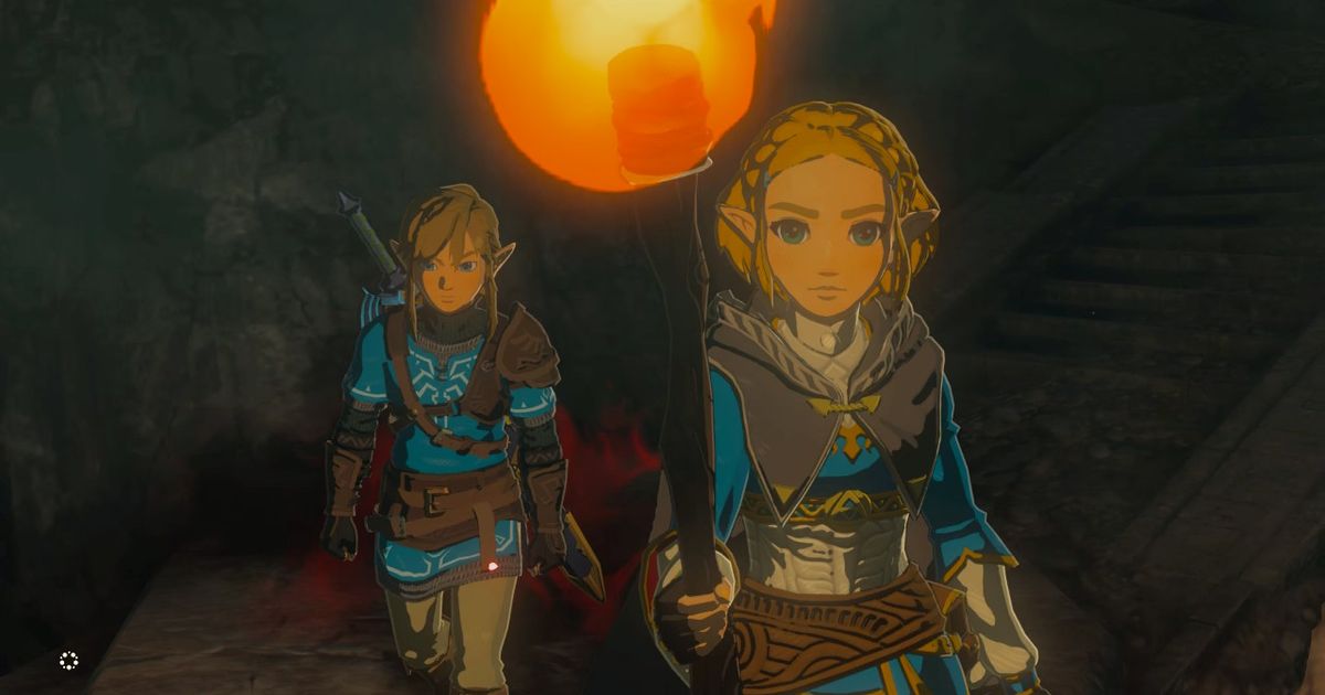 link and zelda with a torch in Tears of the Kingdom