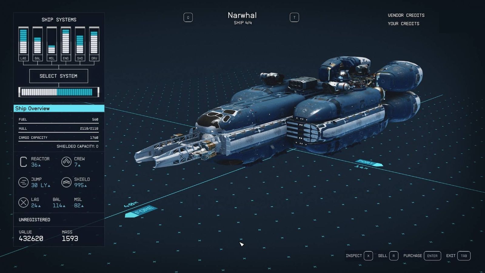 Narwhal ship Starfield