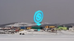 A PokeStop icon floating above a frozen science base