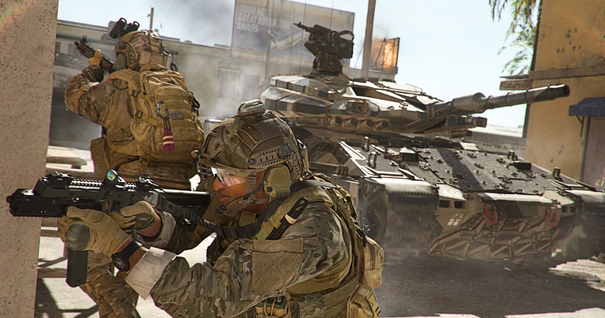 Image showing Modern Warfare 2 players standing near tank