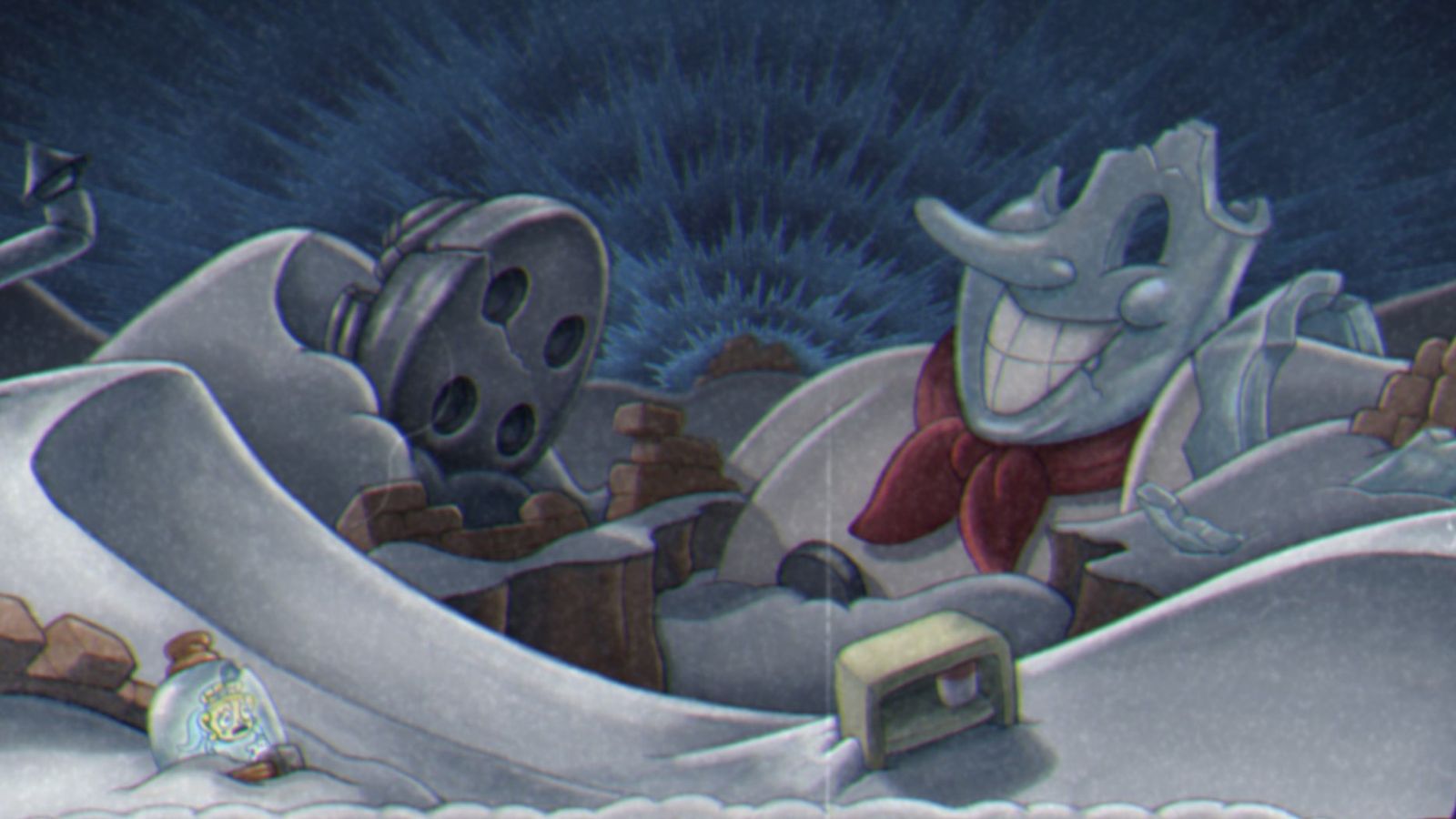 The Chef Saltbaker boss battle in Cuphead: The Delicious Last Course.