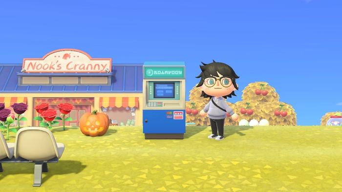 A player standing next to the ABD in Animal Crossing: New Horizons.