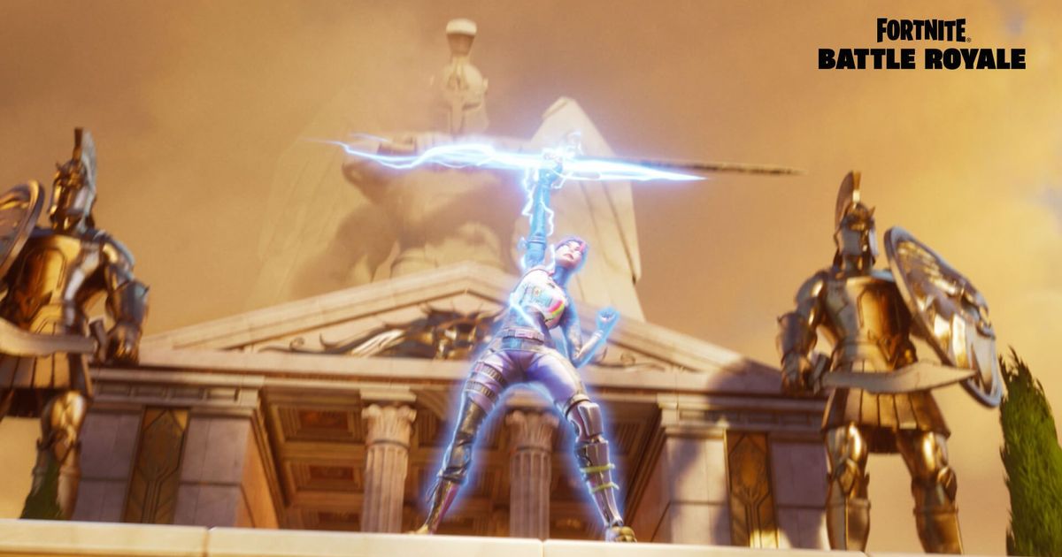 A Fortnite character using Zeus thunderbolt