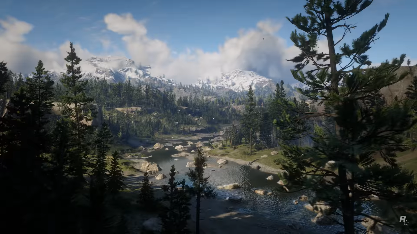An image of the landscape in Red Dead Redemption 2.