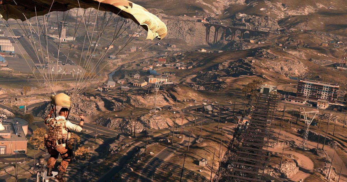Image showing Warzone player using parachute