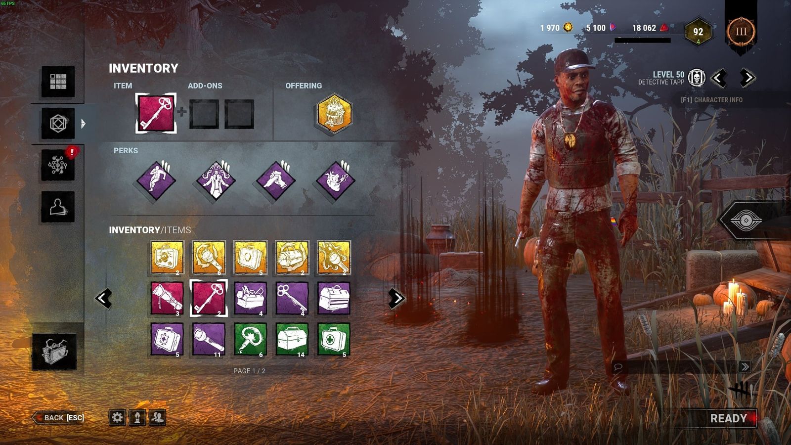 A survivor loadout in Dead by Daylight for avoiding and escaping the hook.