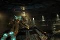 Isaac floating across a crater in a spaceship in the Dead Space remake.