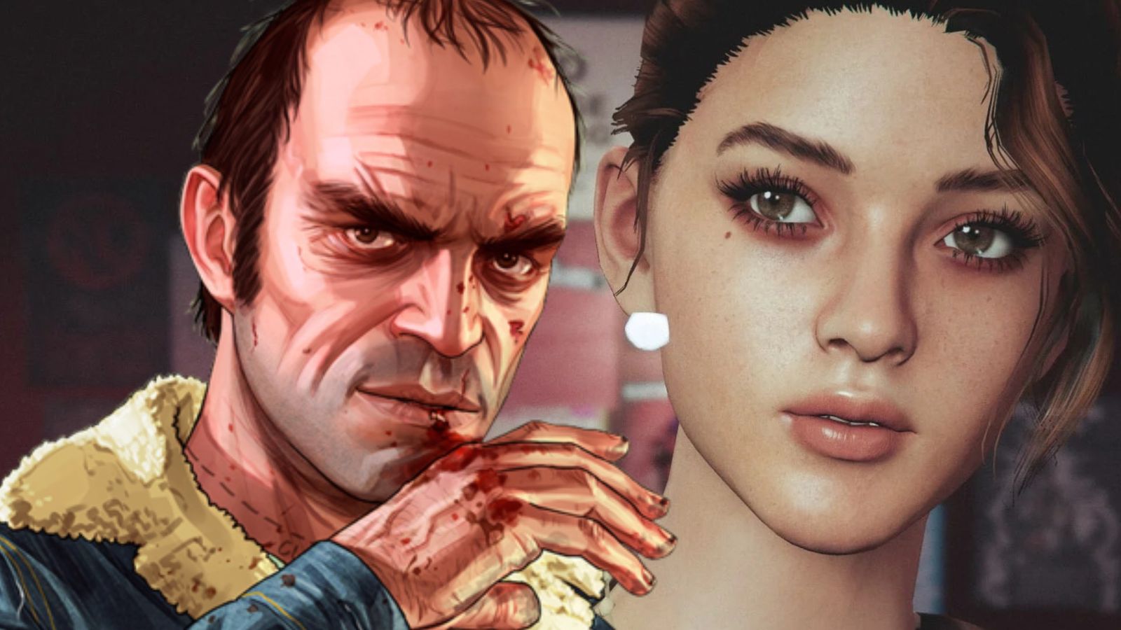 Trevor from GTA next to a virtual woman