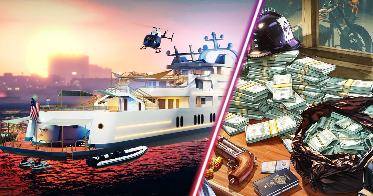 Some money and a yacht in GTA Online.