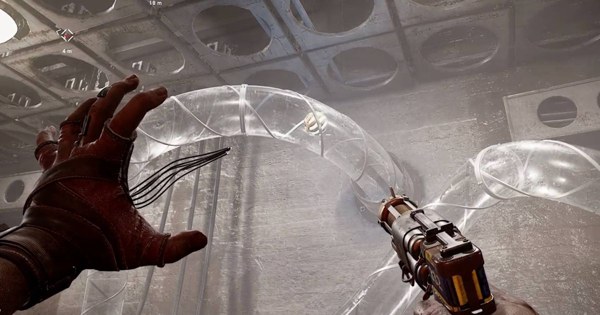 The player character carrying cooling spheres in Atomic Heart.