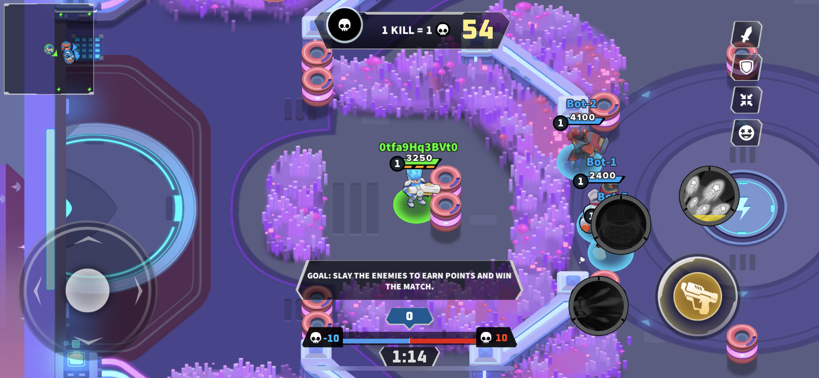 Screenshot from Thetan Arena, showing a player moving through the arena to battle