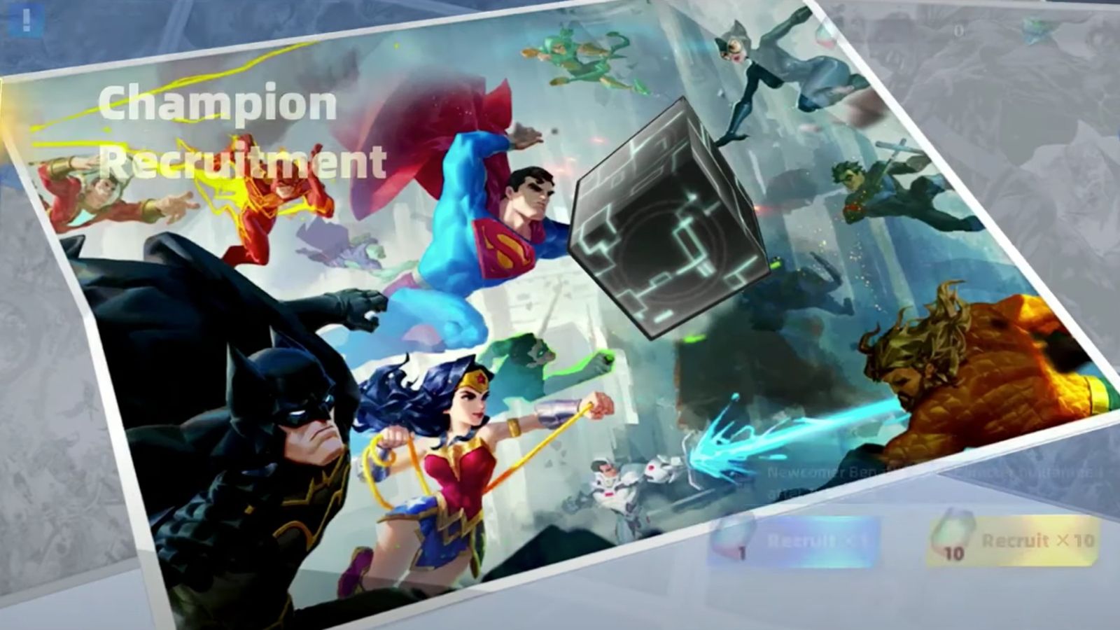 Image of the summon screen in DC Worlds Collide