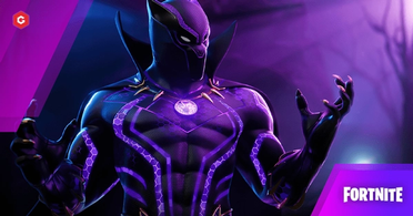 The Black Panther skin looking powered-up in Fortnite.