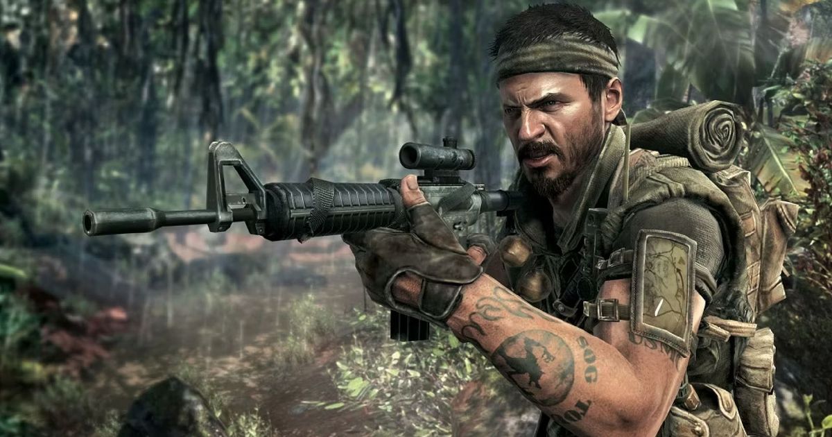 Call of Duty: Black Ops Gulf War - James Woods holding a rifle in a forest