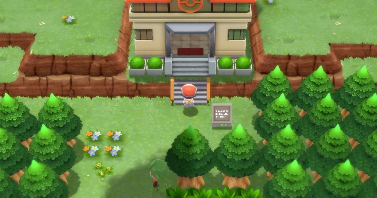 A Pokémon Center in Pokémon Brilliant Diamond & Shining Pearl choosing to manually save their game.