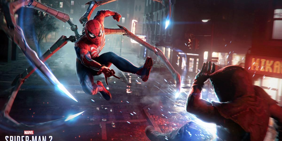 A promotional image for Marvel's Spider-Man 2.