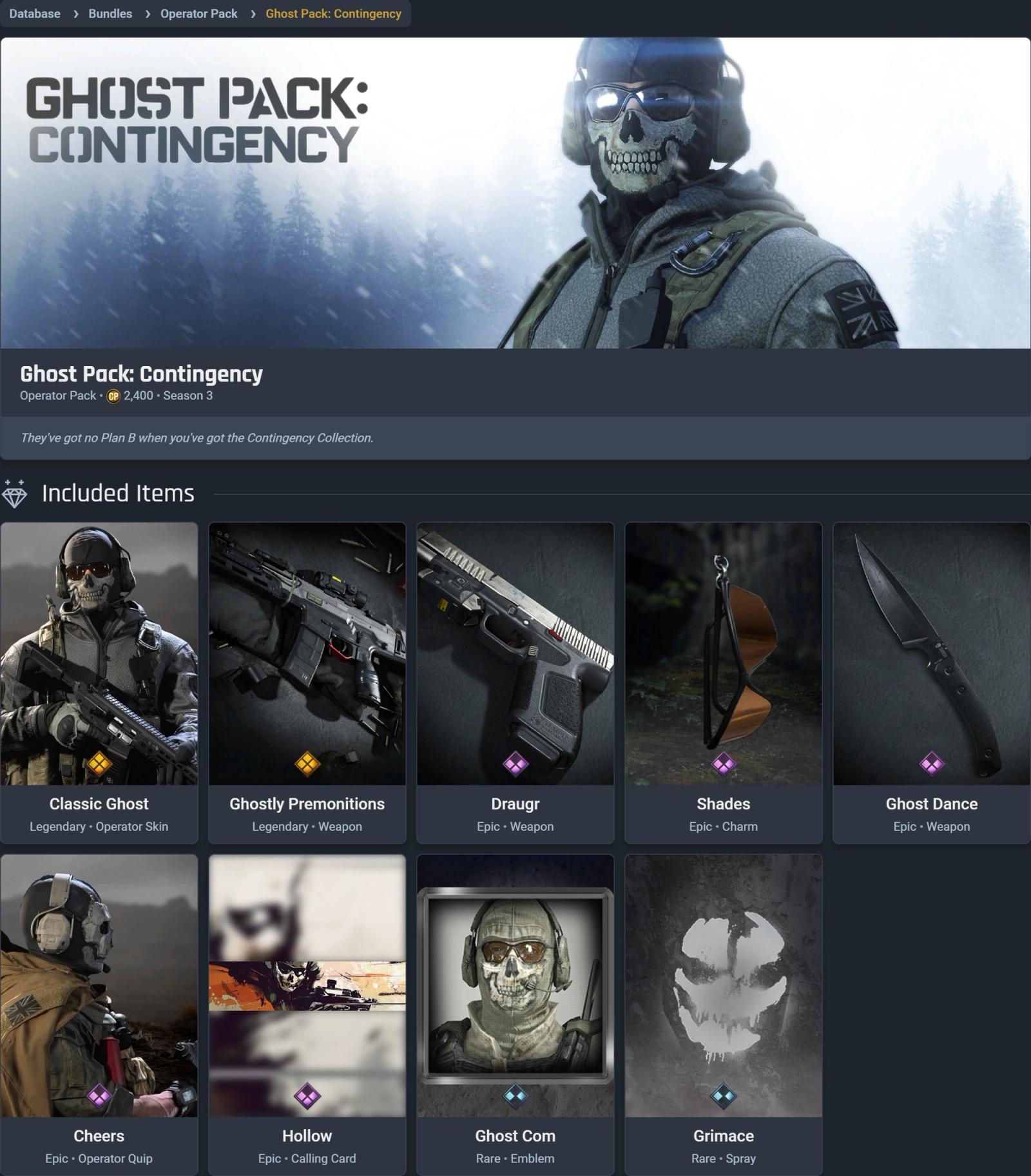 Ghost Pack Contingency bundle Modern Warfare