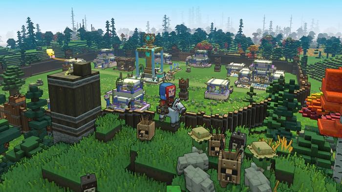 A settlement in Minecraft Legends.