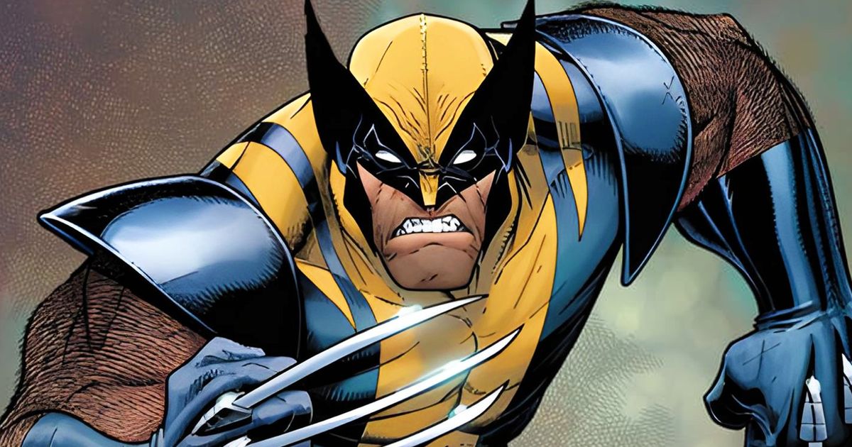 Illustration of Wolverine superhero, in a yellow and blue outfit