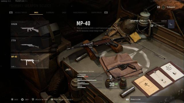 COD Vanguard MP40 SMG Laying On Table