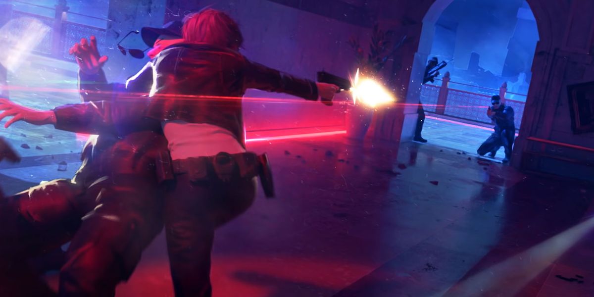 Image showing Perfect Dark player shooting gun at enemy