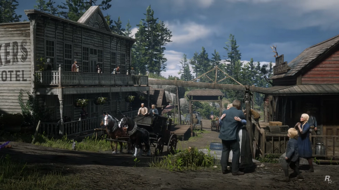 An image of a town in Red Dead Redemption 2. 