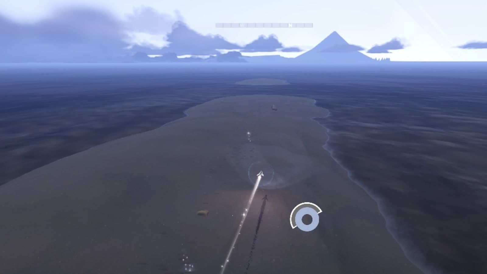 Jett flying across a sandbank with multiple Vapor Spots