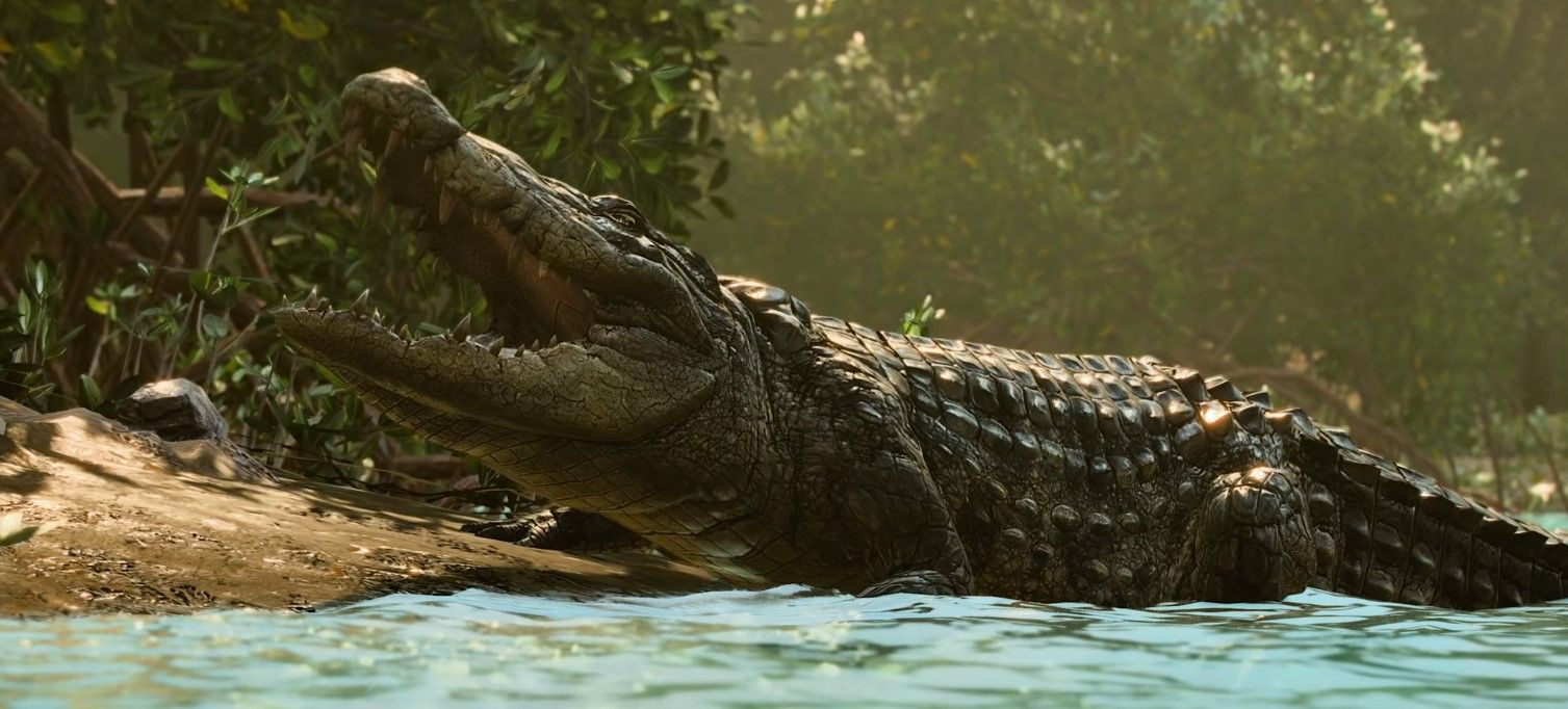 A Yaran crocodile in Far Cry 6, from Ubisoft's Gameplay Trailer.