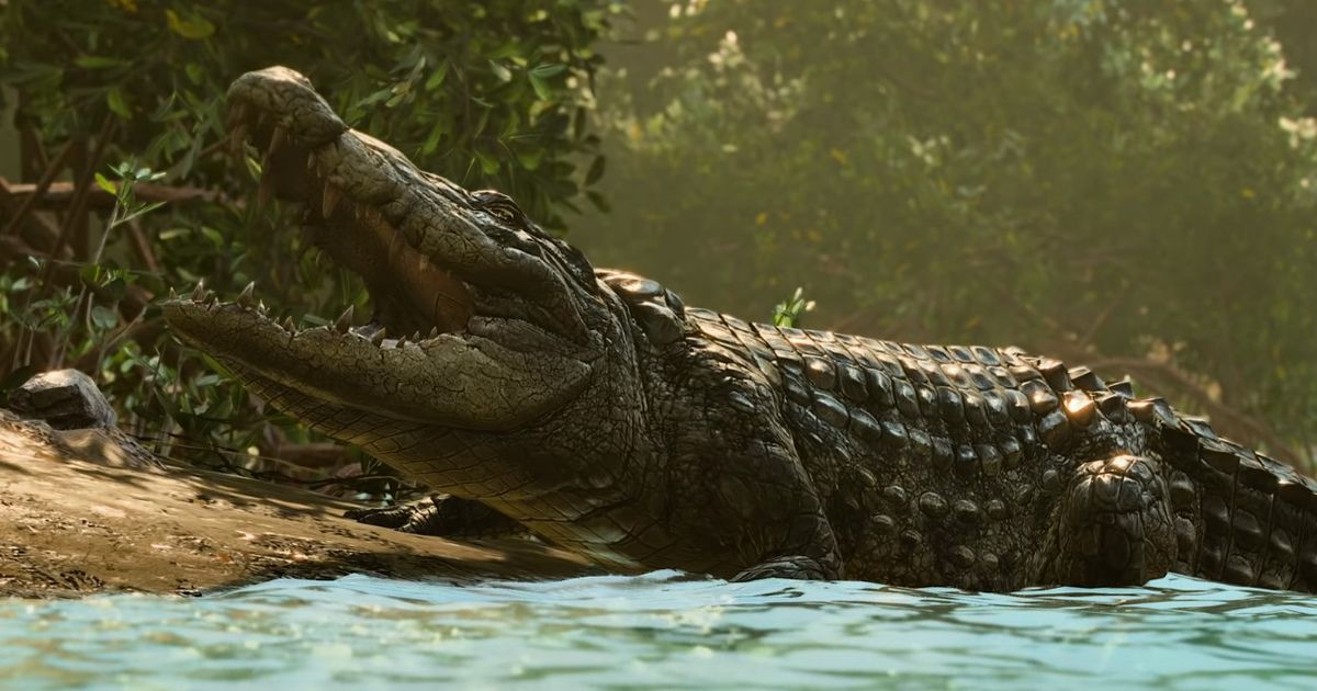 A Yaran crocodile in Far Cry 6, from Ubisoft's Gameplay Trailer.