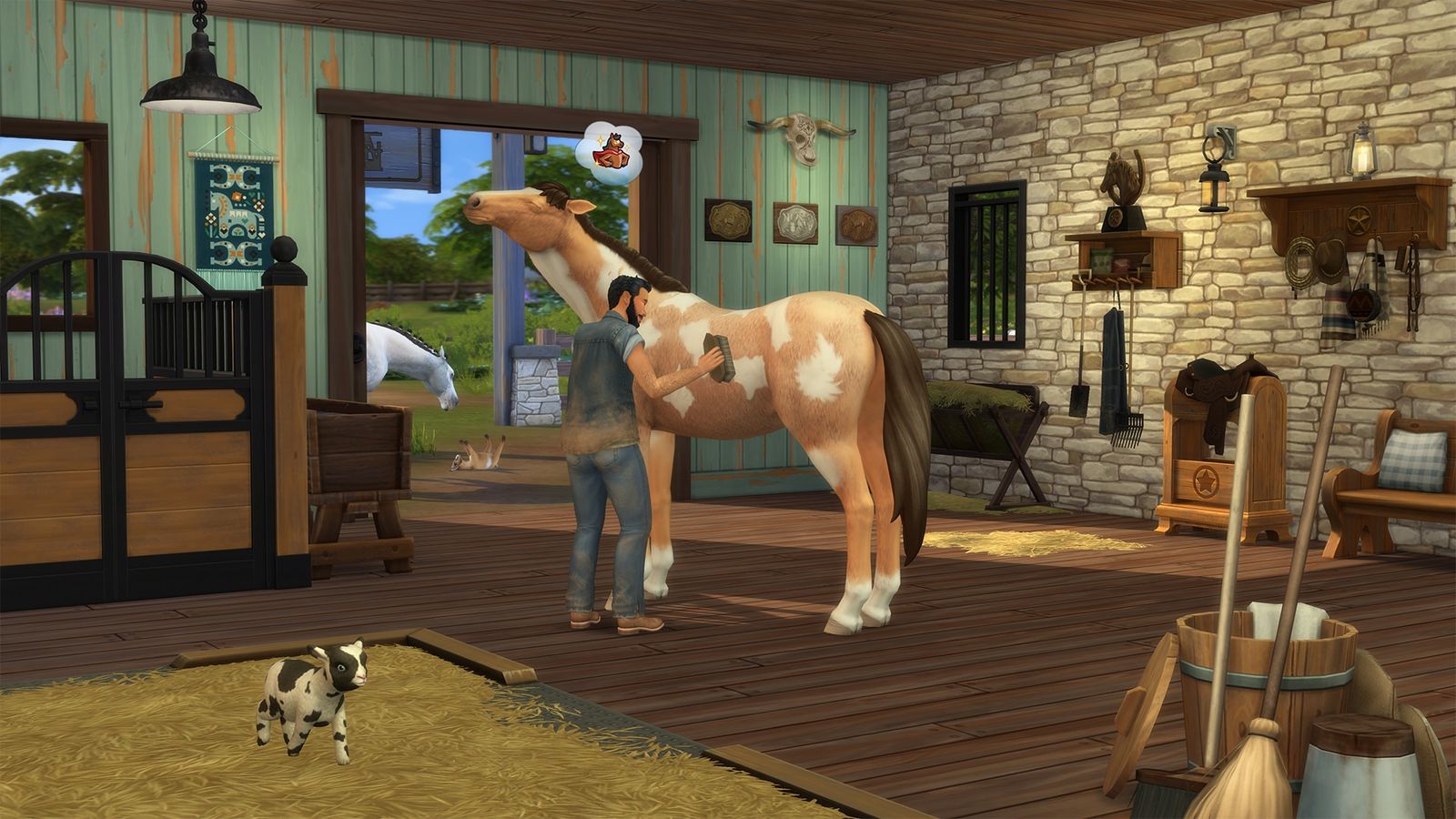 a horse in a house in Sims 4 Horse Ranch