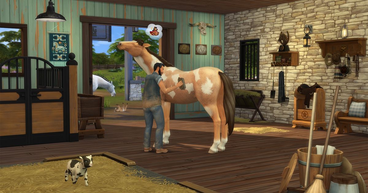 a horse in a house in Sims 4 Horse Ranch