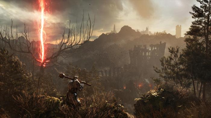 a character looking over the world in Lords of the Fallen.