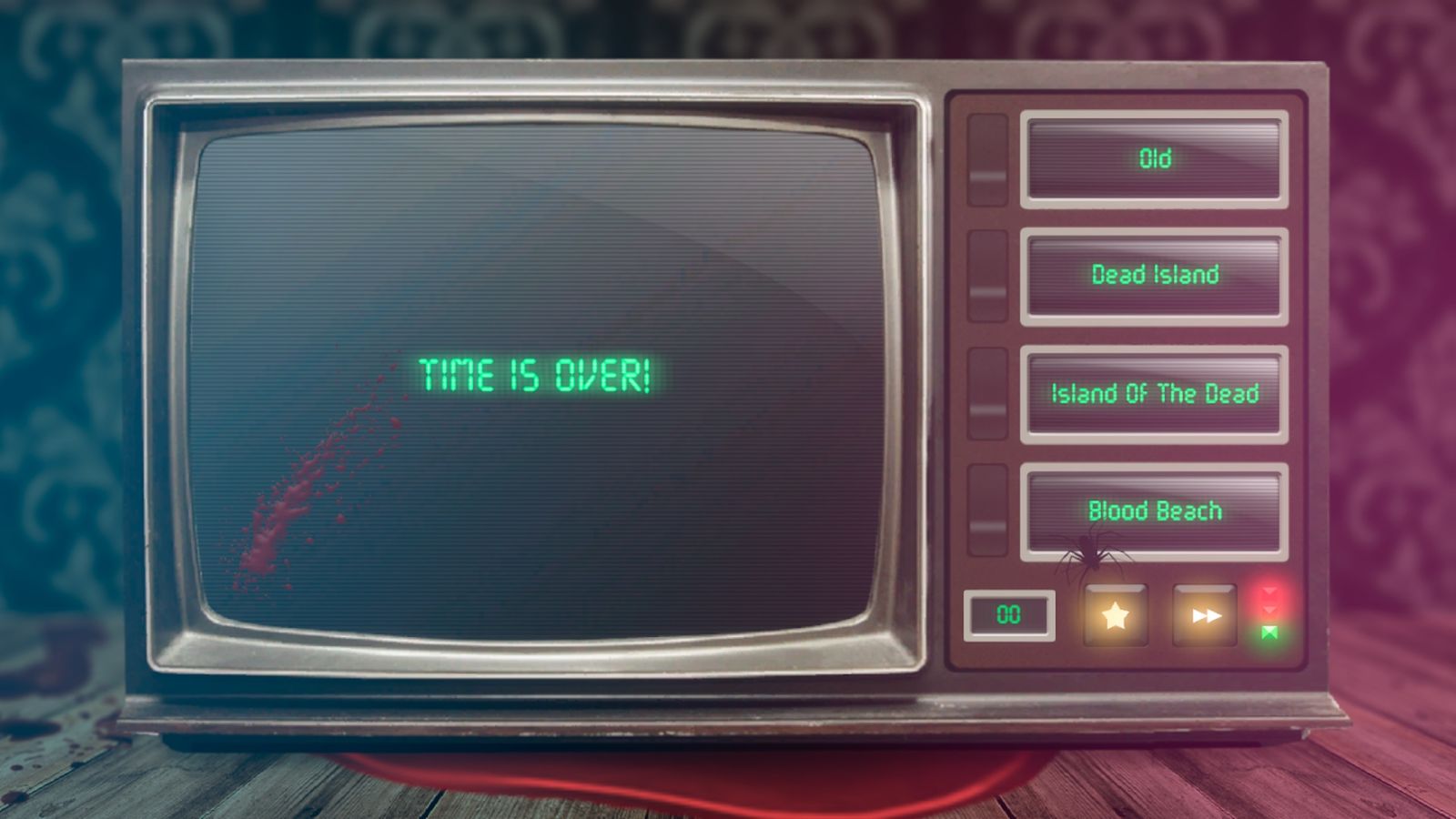 Screenshot from Scary Quiz Horror Movie Trivia, showing an old TV displaying a Game Over screen.