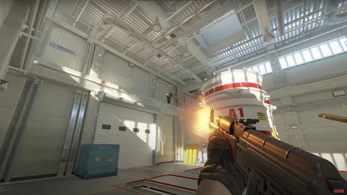 Counter-Strike 2 gameplay, showing the player firing a gun.