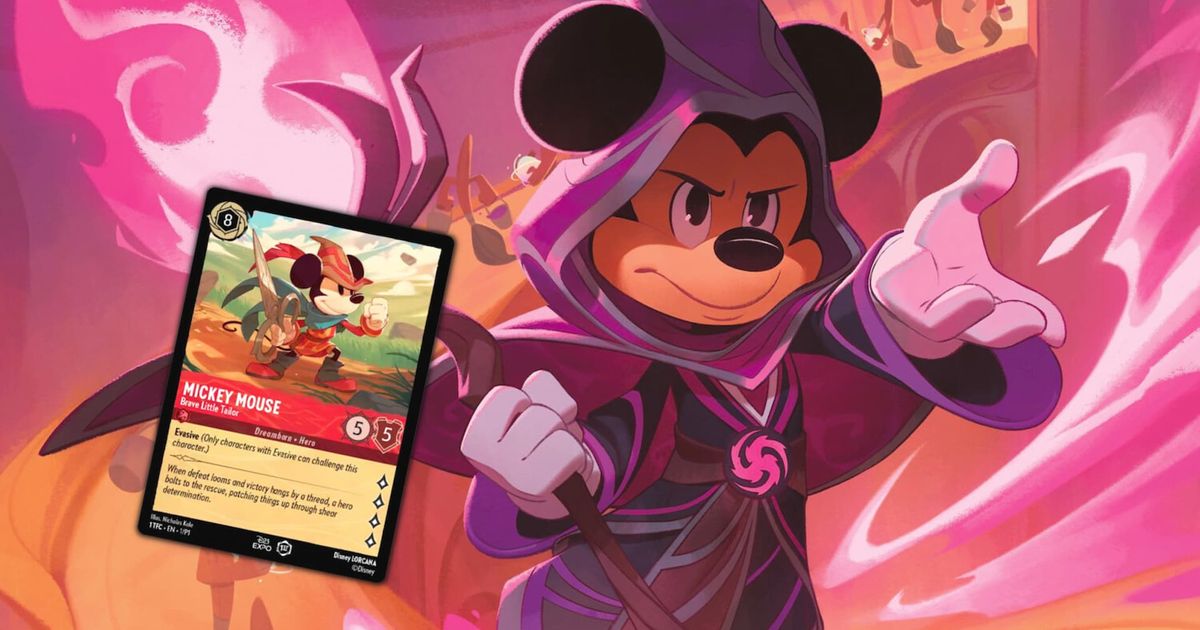 Mickey Mouse casting a spell in Disney Lorcana.