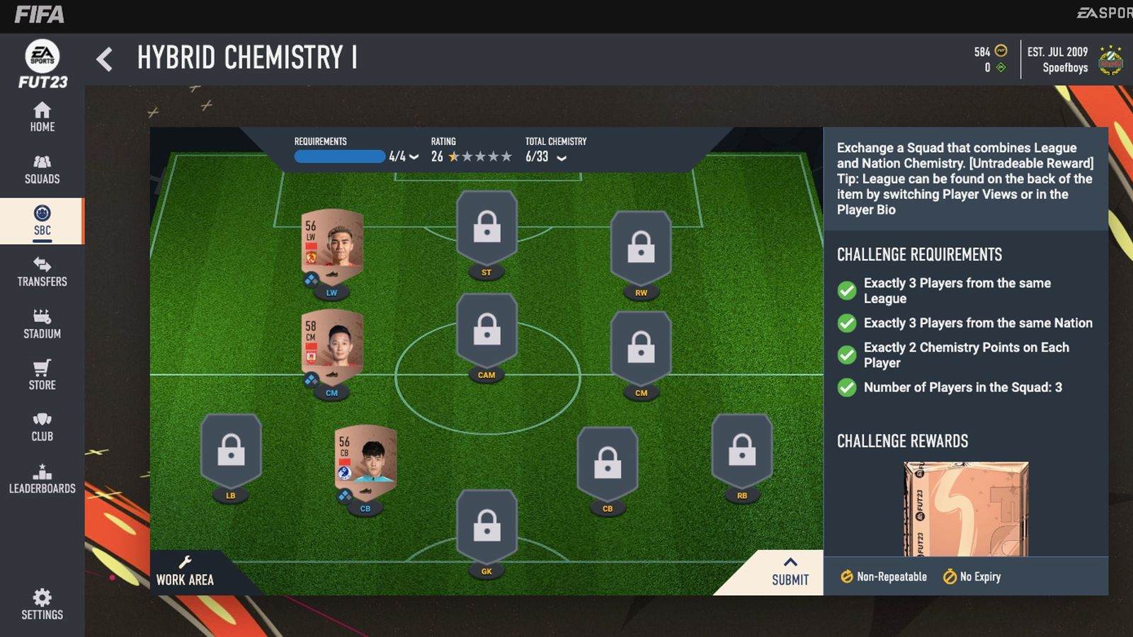 Image of the solution for Hybrid Chemistry I in FIFA 23.