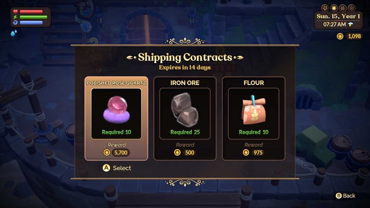 A set of shipping contracts in Fae Farm.