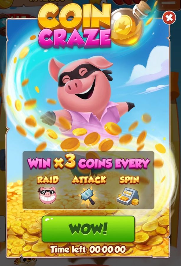 The Coin Master free spins Coin Craze event banner as seen in-game.