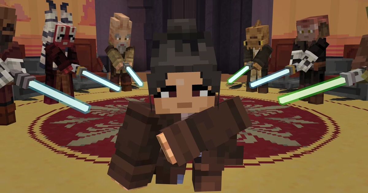 Minecraft characters in Star Wars outfits during the new DLC
