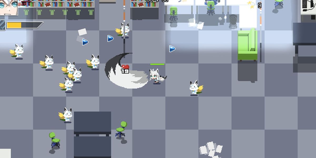 Image of the player attacking enemies in HoloCure.