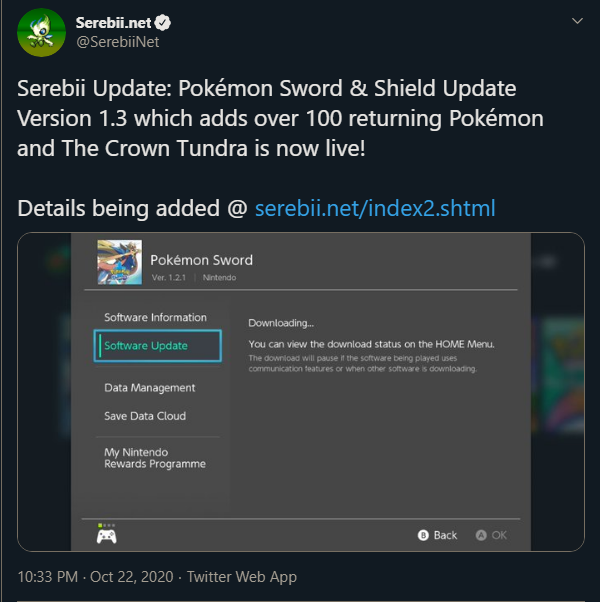 Pokémon Sword and Shield Update 1.3 Available Now; Adds Over 100