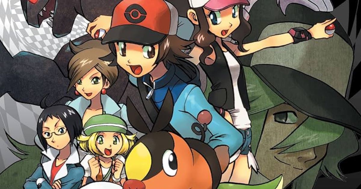 Artwork of Pokémon Black and White trainers and their pokemon 